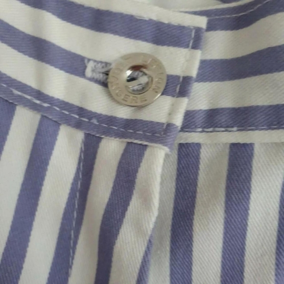 Vintage original 80s cotton blue/white Striped denim trousers. Uk 14 - Picture 3 of 4